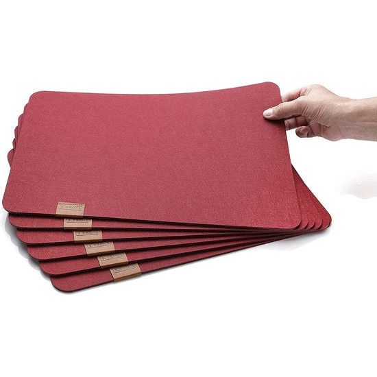 Tafelmatten Placemats met onderzetters Hittebestendig Krasbestendig Antislip Waterdicht Oliebestendig Wasbaar Veeg schoon Binnen Buiten Keuken Dineren Paasdecoratie (Grijs, 4)