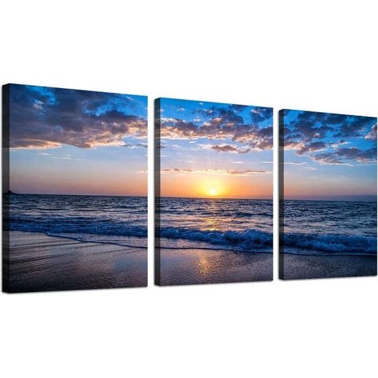 Landschap canvas foto's voor woonkamer badkamer 3 stuks zand strand landschap schilderij wanddecoratie voor slaapkamer eetkamer kantoor keuken, eerste housewarming cadeau voor het huis