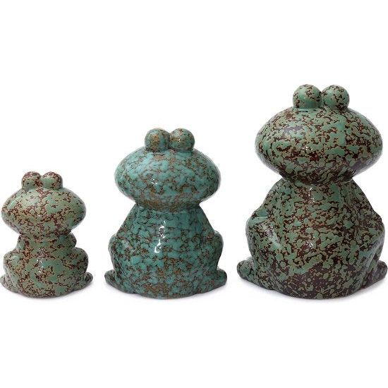 Decoratieve figuren set van keramiek - dierfiguren voor binnen en buiten - decoratieve artikelen voor huis en tuin - dieren tuindecoratie woonkamerdecoratie (kikker set van 3) groen)