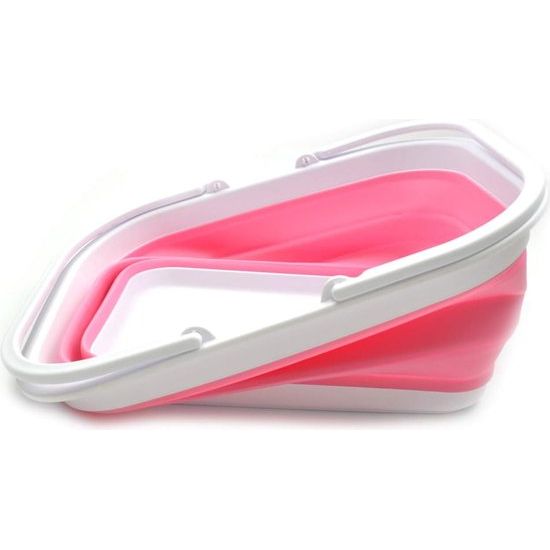15,5L opvouwbare kuip met handvat - draagbare picknickmand/krater - opvouwbare boodschappentas - ruimtebesparende opbergdoos (roze)