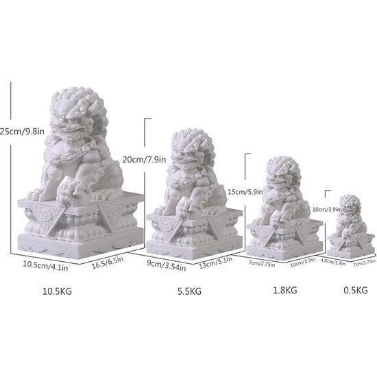 Guardian Lion-figuur, Chinese Feng Shui decoratieve sculptuur, FOO Dogs-standbeeld, ambachten, ornamenten voor thuis, kantoor, decoratie, cadeau, 10 cm / 3,93 inch