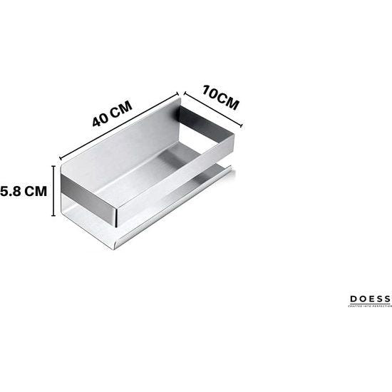 Keukenmand - Hangend Keukenrek - Kruidenrek - Keukenkast Organizer - Kruidenpotrek - Kruidenhouder - Zeeppomprek - Wandplank - Kruidenorganizer (Zilver, 40CM)