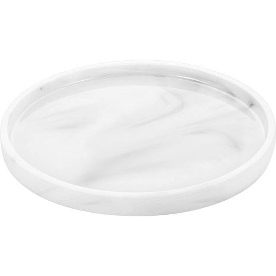 Rond dienblad decoratie, hars cosmeticakablet decoratieve schalen make-uptafel make-up dienblad decoratieve borden sieraden organizer serveerplank schaal voor cosmetica sieraden badkamer woonkamer decoratie, marmer wit