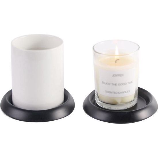 Onderzetters, 2 stuks, metaal, zwart, drankonderzetters, kaarsenhouder, kaarsenbord voor stompkaarsen, koffiekopjes, glazen, 7,5 cm kandelaar