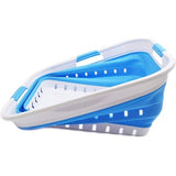 42L opvouwbare plastic wasmand - opvouwbare pop-up opslagcontainer/organizer - draagbare waskuip - ruimtebesparende mand/mand (wit/marineblauw, 1)