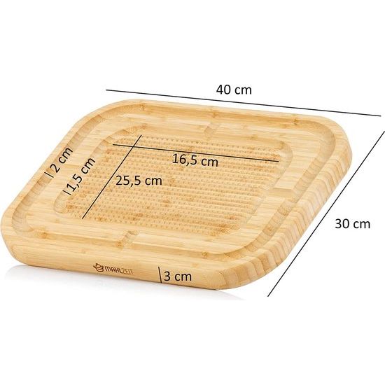Mahlzeit Bamboe snijplank met antislip snijvlak snijplank hout met sapgoot serveerplank van bamboehout hout voor de keuken