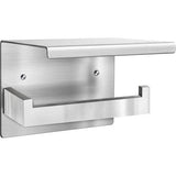 Toiletrolhouder met plankje, roestvrij staal, voor aan de muur, zelfklevend, je hoeft niet te boren, voor badkamer, toilet, keuken, zilverkleurig