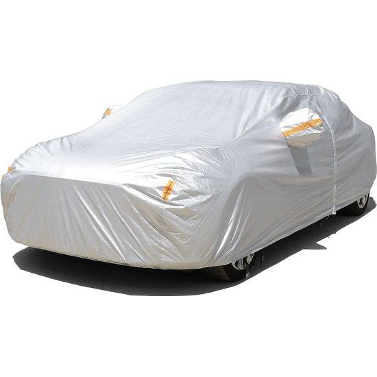 6-laagse auto voorziening, waterproof, beperkte, complete garage, autozeil tegen regen, zon, stofbescherming, auto voorziening, voor binnen en buiten, universeel, 46-49 cm, zilver