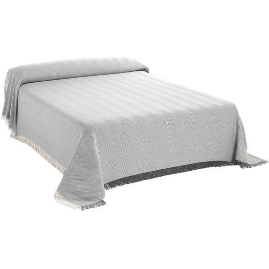 Woonkamerdeken van katoen, praktische plaid als bankdeken of bankdeken - beddeken - hoogwaardige bedsprei in grijs, 230 x 260 cm