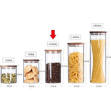 Glazen pot met houten deksel, luchtdichte voorraadpotten, hoogwaardige borosilicaatglas, voorraaddoos, bewaarpot voor spaghetti, muesli, meel, koffie, thee, 1150 ml