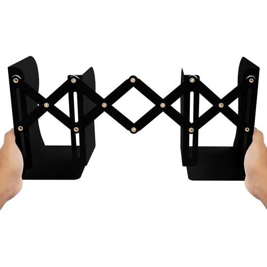 Verstelbare Stabiele Boekensteunen Metaal Zwart - Uitschuifbaar tot 41 cm - Antislip Boekensteun Zwart voor Boeken & CD's - Houder voor Mappen, Planken, Kantoor, Bibliotheek, Thuis en School