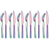 Bestekset, 12-delig, premium roestvrij staal, 6 tafelvorken en 6 tafelmessen, steakvorken voor 6 personen, vaatwasmachinebestendig (glanzend bont)