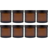 Set glazen potjes met schroefdop, 4 stuks, inhoud 60 ml, kleur: bruin, zalfpotje van bruin glas.