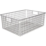 mDesign Alles-in-één Metalen Draadmand - De Flexibele Opbergmand voor Keuken, Voorraadkast, enz. - Universele Draadmand met Handvatten - Donkergrijs