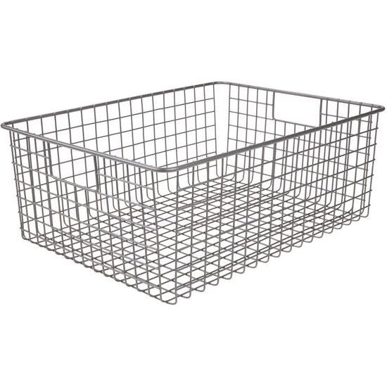 mDesign Alles-in-één Metalen Draadmand - De Flexibele Opbergmand voor Keuken, Voorraadkast, enz. - Universele Draadmand met Handvatten - Donkergrijs