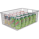 mDesign Alles-in-één Metalen Draadmand - De Flexibele Opbergmand voor Keuken, Voorraadkast, enz. - Universele Draadmand met Handvatten - Donkergrijs