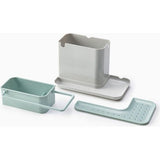 Keuken gootsteen caddy organizer met sponshouder en spoeldoekhouder, keukenaccessoires, salie/groen, medium