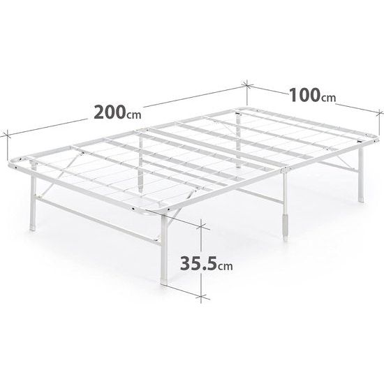 Lattenbodem, 35 cm, zonder montage, metalen bedframe, eenvoudige montage, opbergruimte onder het bed, 100 x 200 cm, wit