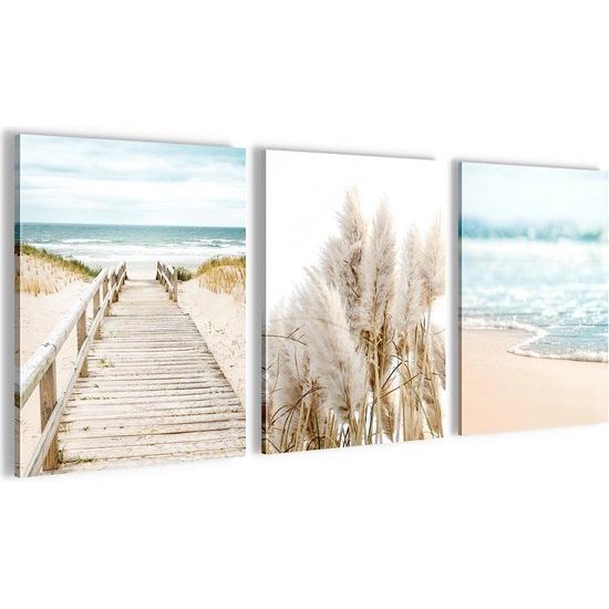 Zee - 90 x 40 cm - Meteen ophangen - muurdecoratie - wanddecoratie - muurdecoratie woonkamer - wanddecoratie woonkamer - muurdecoratie canvas - canvas schilderijen woonkamer - canvas schilderijen slaapkamer - muurdecoratie