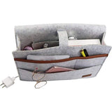vilten bedcaddy organizer om op te hangen, nachtkastje, tas, bankbed, dik vilt met kabelsgaten, antislip, voor boek, tijdschriften, iPad, mobiele telefoon, afstandsbediening (grijs)