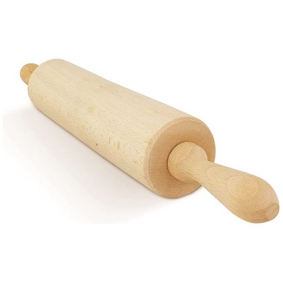 Deegroller met metalen als van 100% FSC® Beukenhout, deegroller made in Europe, 43 cm deegroller als bakaccessoire, houten keukenhulp om uit te rollen, deegroller voor het bakken