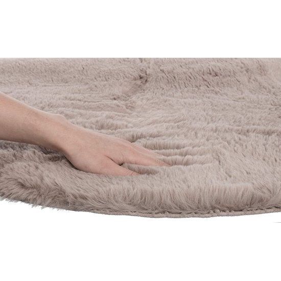 Brandsseller Badmat ca. Ø 90 cm knuffelvacht Taupe