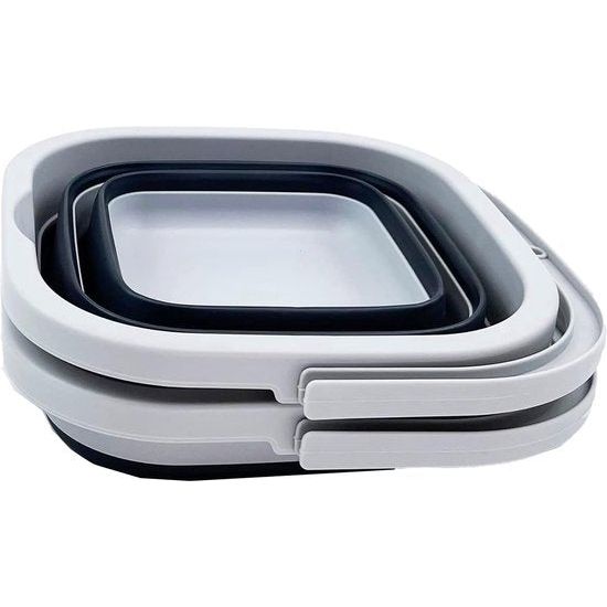 5 l opvouwbare rechthoekige praktische mand/emmer (grijs/antracietzwart (set van 2)