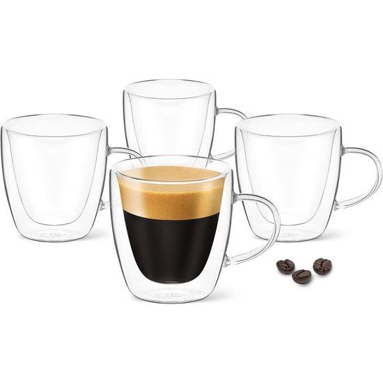 Espressokopjes met handvat set (90ml - set van 4) dubbelwandige espressoglazen - glazen van borosilicaatglas - espressoglas espressokopje met handvat van thermisch glas