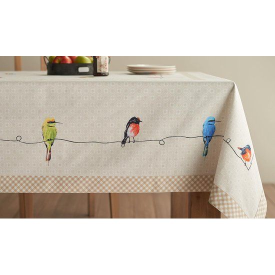 Tafelkleed, 100% katoen, 160 cm x 220 cm, decoratief tafelkleed, wasbaar, vierkant, tafelkleed voor Moederdag, eten, bruiloften