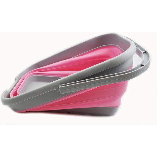 Foldable rectangular, convenient bucket, 12 liters, 1, gray/pink