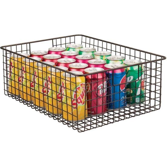 Opbergmand van metaaldraad – flexibel opbergsysteem voor de keuken, voorraadkamer enz. – grote en universele draadmand met handgrepen – set van 2 – bronskleuren