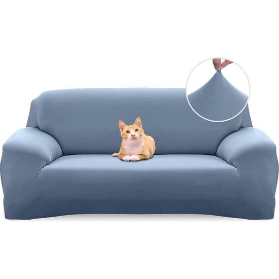 Bankhoes 3-zits - Bank Sofa Cover - Elastic Stretch Spandex Hoes - Antislip Wasbare Protector en Cover met armleuningen - Grijsblauw