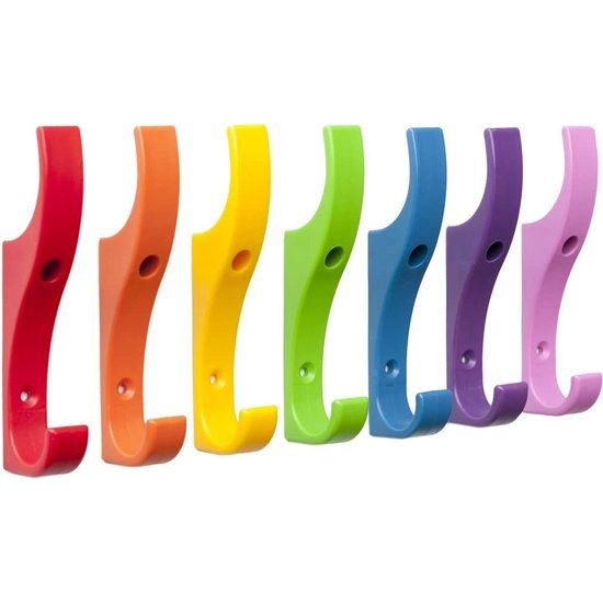 Onbreekbare veiligheidskledinghaken van kunststof, 10 stuks, plastic, multi, large