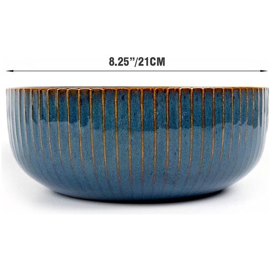 1800 ml porseleinen slakom keramische soepkom grote ramenkom noedelkom ontbijtgranen dessertkom havermoutkom bord fruitschaal serveerschaal blauw 21 cm