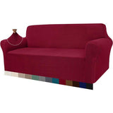 High Stretch bankovertrek, moderne bankovertrek, jacquard, elastische bankhoes voor woonkamerbeschermer voor honden en huisdieren (4-zits, wijnrood)