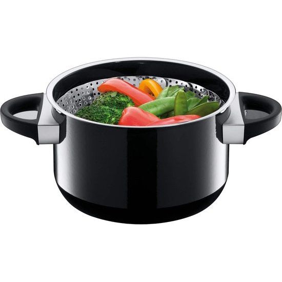 Stoompan-inzetstuk met oogje 14 cm, gaarzeef voor pannen en snelkookpannen, stoominzet, stoominzet, stoominzet, opvouwbaar, roestvrij staal, vaatwasmachinebestendig