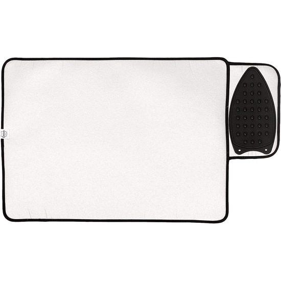 Strijkmat/strijkplank - metallic zilver (groot 50 x 70 cm) met 5 mm schuimvulling & siliconen strijkzool voor stoomstrijken op tafelblad of bed - warmtewerend