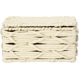 opbergmand van papiervlechtwerk met deksel, voor badkamer- en kantooropslag, 19 x 10 x 14 cm, boho-stijl, beige