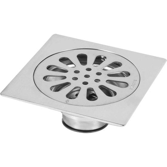 Vloerafvoer, doucheafvoer, 100 x 100 mm, vierkant, afvoerdeksel, voor buiten, douche, vloerafvoer, geurneutraal, roestvrijstalen afvoer voor badkamer, toilet, badkuip, balkon