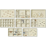 8 stuks sieradentrays, sieradenorganizer voor lade, sieradenopslag voor oorbellen, ring, armband, halskettingen, beige
