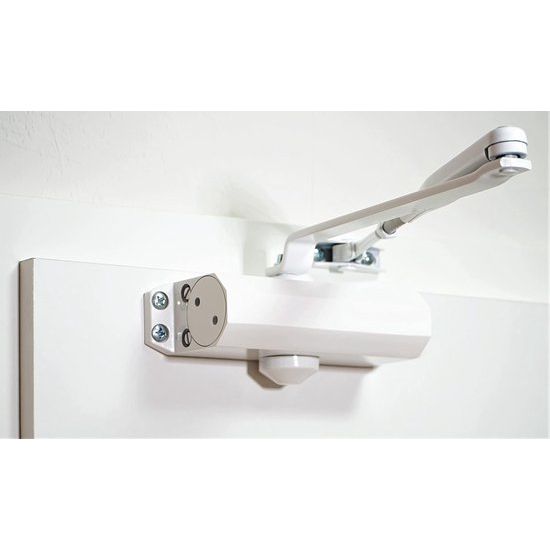 Saturn Automatische airslider, wit, deurdemper, deurlift, verstelbare veerdeursluiter voor buiten en binnendeur, sluit automatisch, 40-65 kg, zonder vergrendeling, Saturn