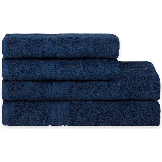 Biologische katoenen handdoekenset, 2 badhanddoeken 70 x 140 cm, 2 x handdoeken 50 x 100 cm, zacht, absorberend, 100% Turks katoen, (Deep Sea Blue)