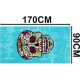 Microvezel strandlaken 90x170cm anti-zand, strandlaken zacht, 100% microvezel, sneldrogend - turquoise schedel