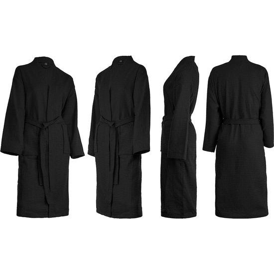 Badjas dames en heren katoen unisex lichte ochtendjas wafel-piqué