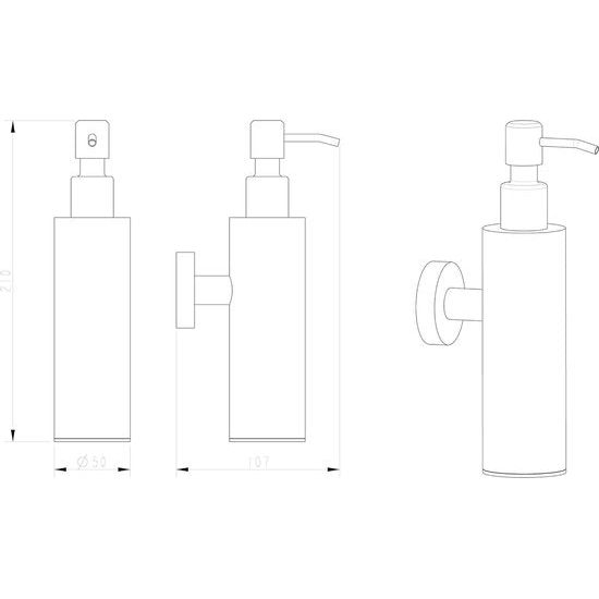 Zeepdispenser van roestvrij staal in zwart - badkamer badkamer boren houder houder zeep zeephouder zeephouder zeepbakje dispenser wand toilet (roestvrij staal (zwart), rond)