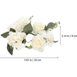 Set van 3 kaarsenringen voor conische kaarsen, rozen kaarsenkrans, bloemenkrans, decoratieve krans, rozenkoppen krans, hanger voor Pasen, bruiloft, Valentijnsdag, middenstukken, tafeldecoratie, wit.