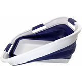 30 l opvouwbare wasmand van kunststof, opvouwbare pop-up opbergbak/organizer, draagbare wasbak, ruimtebesparende wasmand (1, wit/marineblauw)