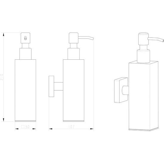 Zeepdispenser van roestvrij staal in zwart - badkamer badkamer boren houder houder zeep zeephouder zeephouder zeepbakje dispenser wand toilet (roestvrij staal (zwart), hoekig)