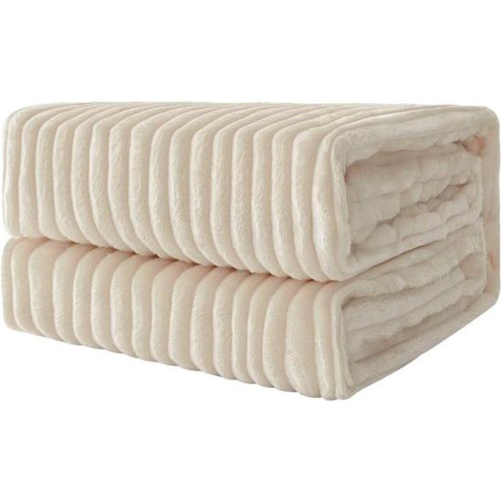 Cuddly Fleece Blanket Flannel Blanket Plain Blankets Couch Blanket Fluffy Throw Microfibre Bedspread Sofa Blanket for Bed Sofa Bedroom Office 85 x 95 Inch 220 x 240 cm Beige