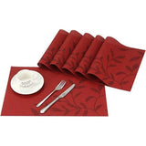 Placemat, afwasbaar, set van 6, pvc, slijtvast, hittebestendig, antislip, voor keuken, thuis, restaurant, eettafel, 45 cm x 30 cm (rood)